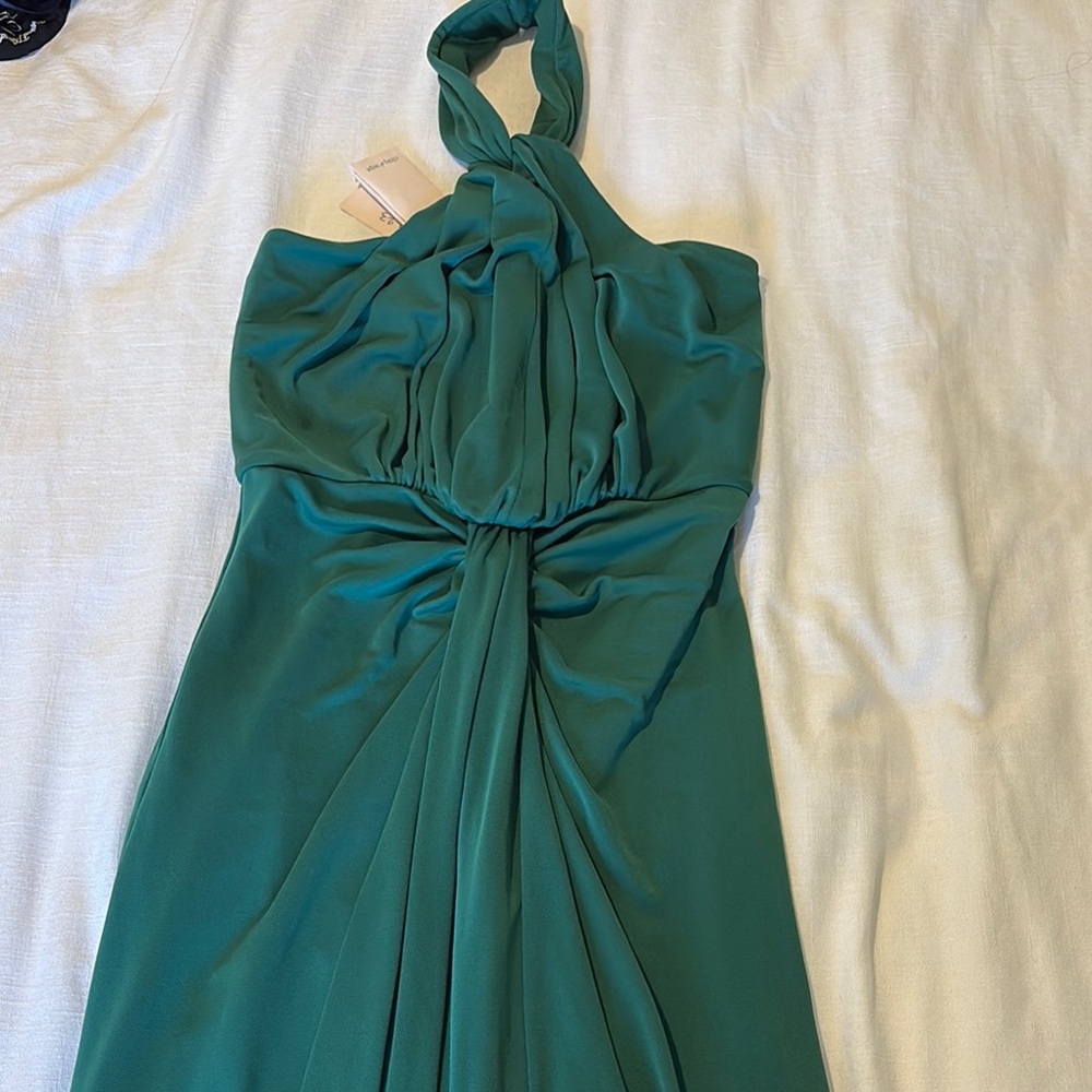 Cinq a Sept Green Ruched Halter Sundress